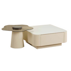 Yunna Premium Coffee Center Table Steel Metal Leg + Marble Ceramic Top