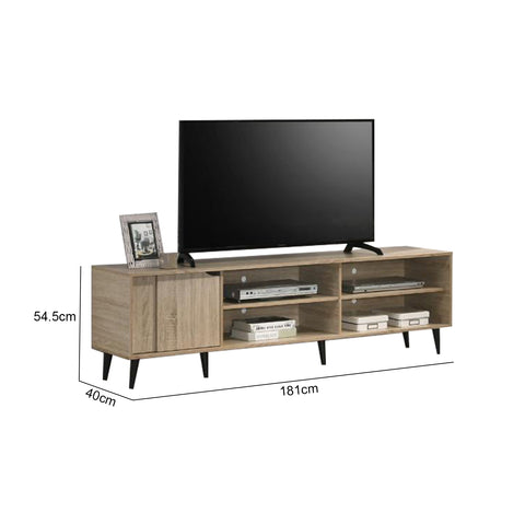 Image of Zenie TV Console with Cabinets in Natural Color