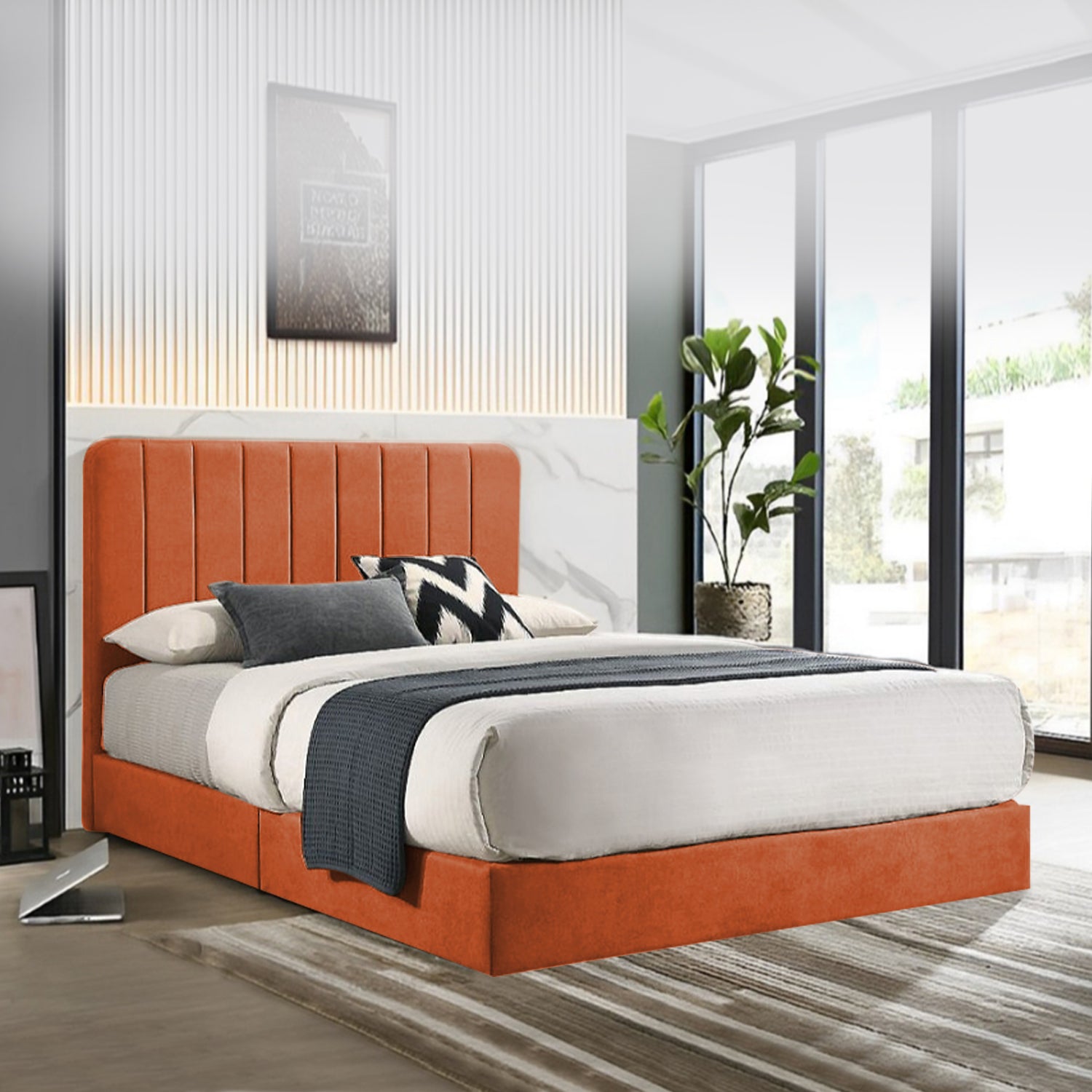 Diomire Sarah Divan Bed Frame w/ Mattress - PetFriendly Scratch Resistant Material -All Sizes