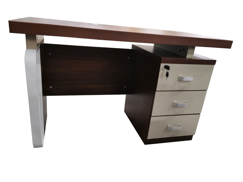 Edo Wooden Study Table with 3 Drawers In Walnut