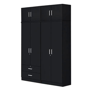 BERLIN Tall Series 4 Doors Soft Closing Wardrobe with Drawers & Top Cabinet in 6 Colours