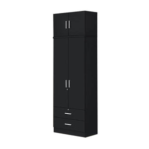 BERLIN Tall Series 2 Doors Soft Closing Wardrobe with Drawers & Top Cabinet in 6 Colours
