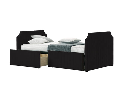 Image of Pesano Faux leather Black Drawer Bed Frame with 2 Drawers