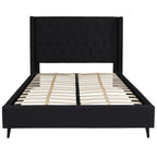 Moonstar Classic Bed Frame In Black Velvet And Brown Faux Leather w/ Mattress Add On