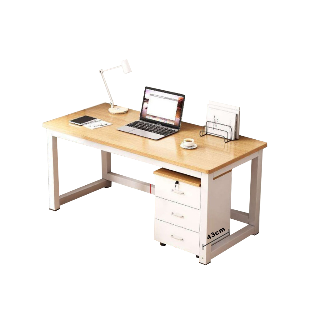 Demmi Computer Table with 3-Drawer Pedestal Working Study Laptop Table