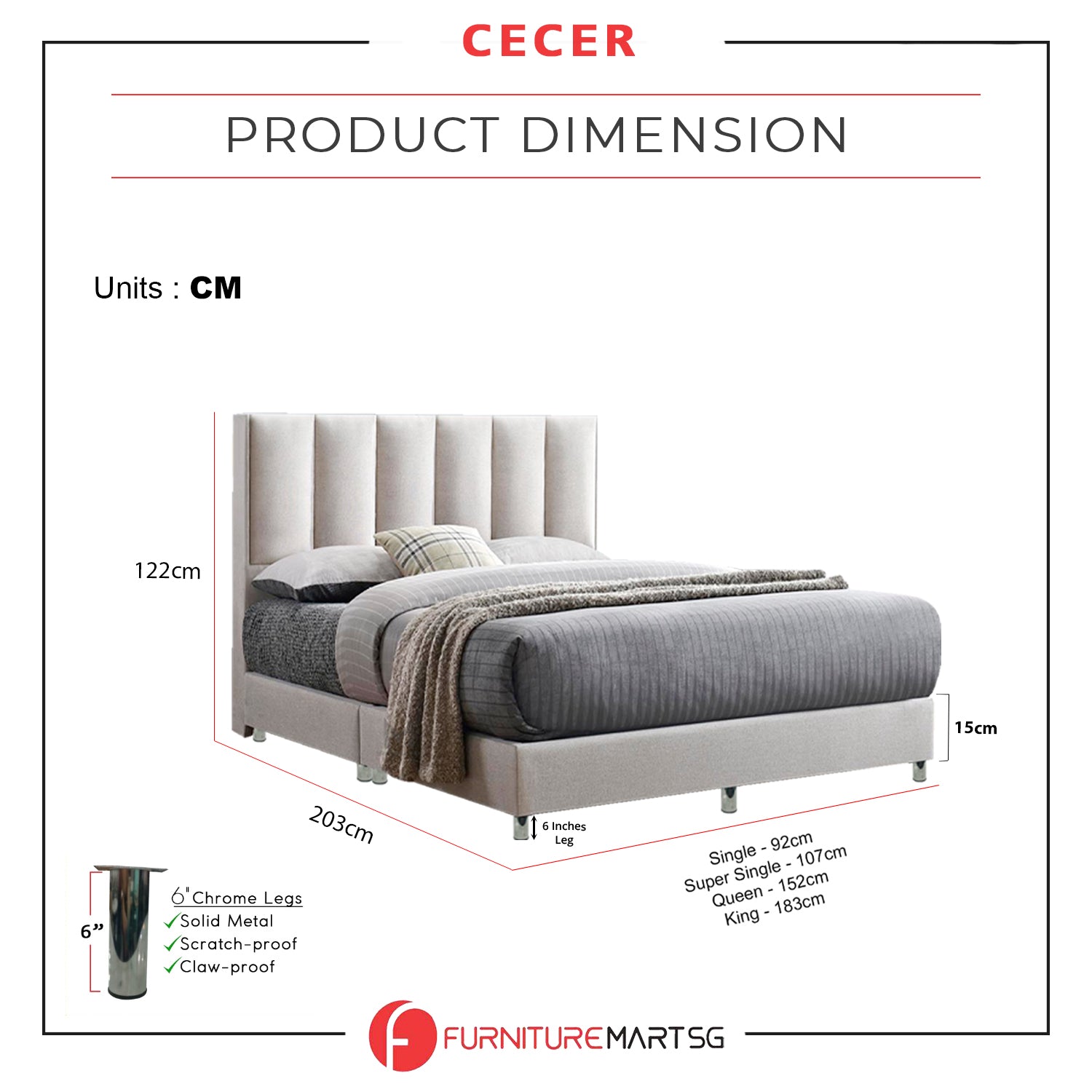 Cecer OrthoCoil Divan Bed Frame Pet Friendly Scratch-Resistant Fabric - With Mattress Add On