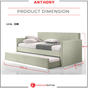 Anthony Upholstered Casual Daybed Set with Trundle and Mattress Option
