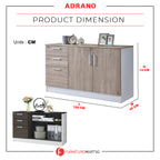 Adrano Sideboard Cabinet Storage Furniture With 3 Drawers 2 Doors with Soft Closing Hinges.