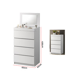 Lasey 4 Chest of Drawers with Mirror and Cosmetics Compartment in 6 Colours