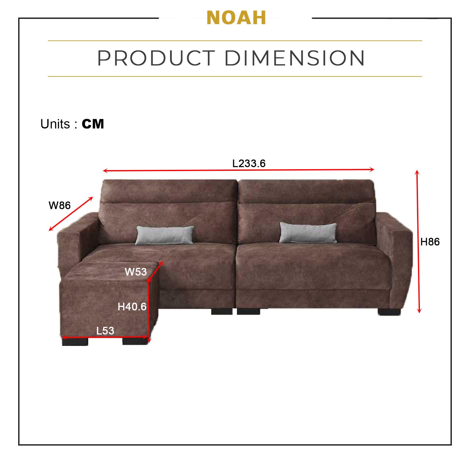 Noah 4 Seater Sofa with Stool High Density Foam w/ Pet Friendly Options