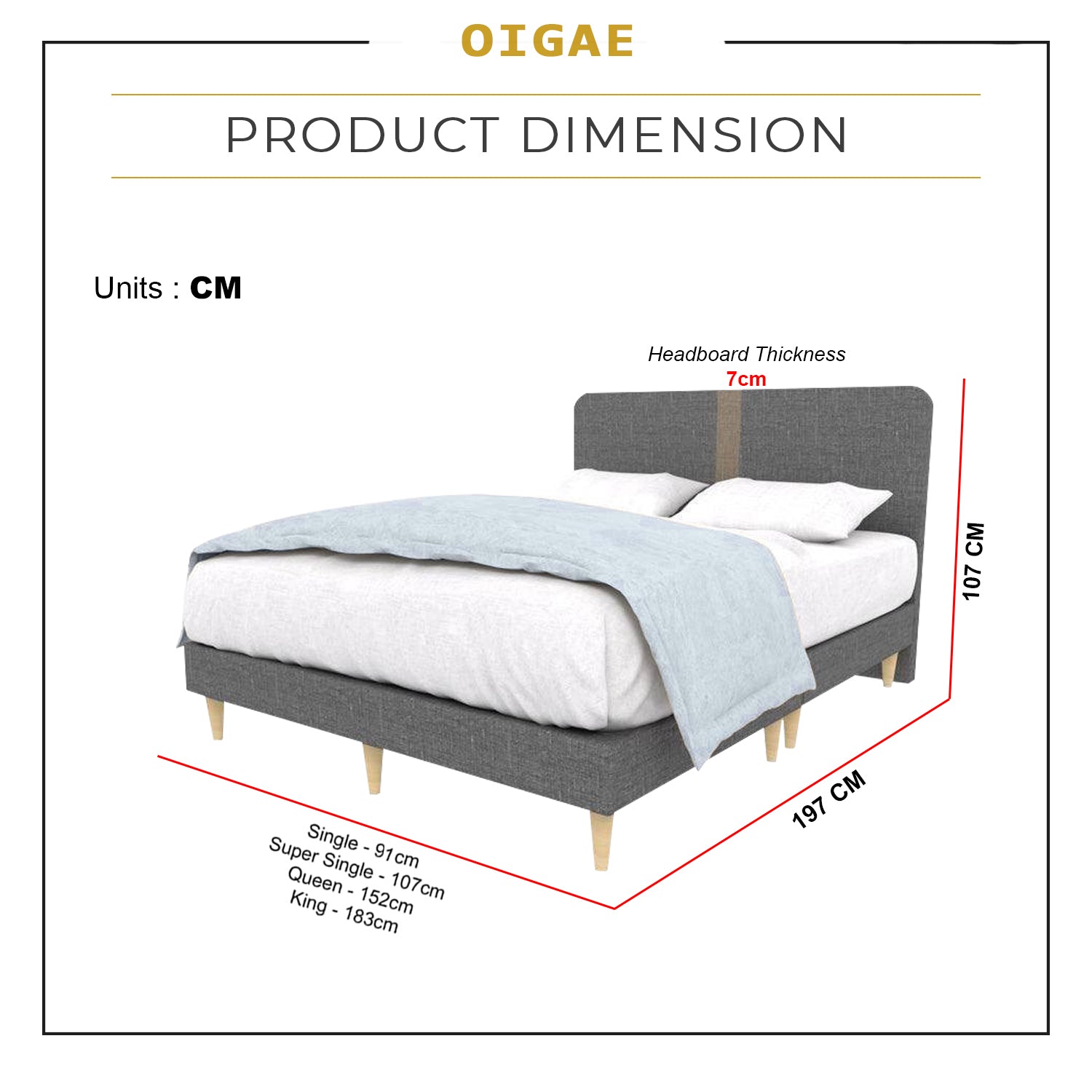 OIGAE Divan Bed Frame Fabric/Faux Leather in Grey Colours - All Sizes Available