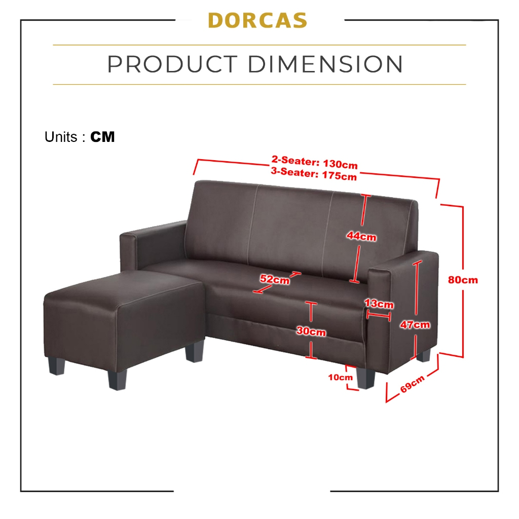 Dorcas 2/3 Seater Fabric/ Leather Sofa Set With Ottoman w/ Pet-Friendly Option