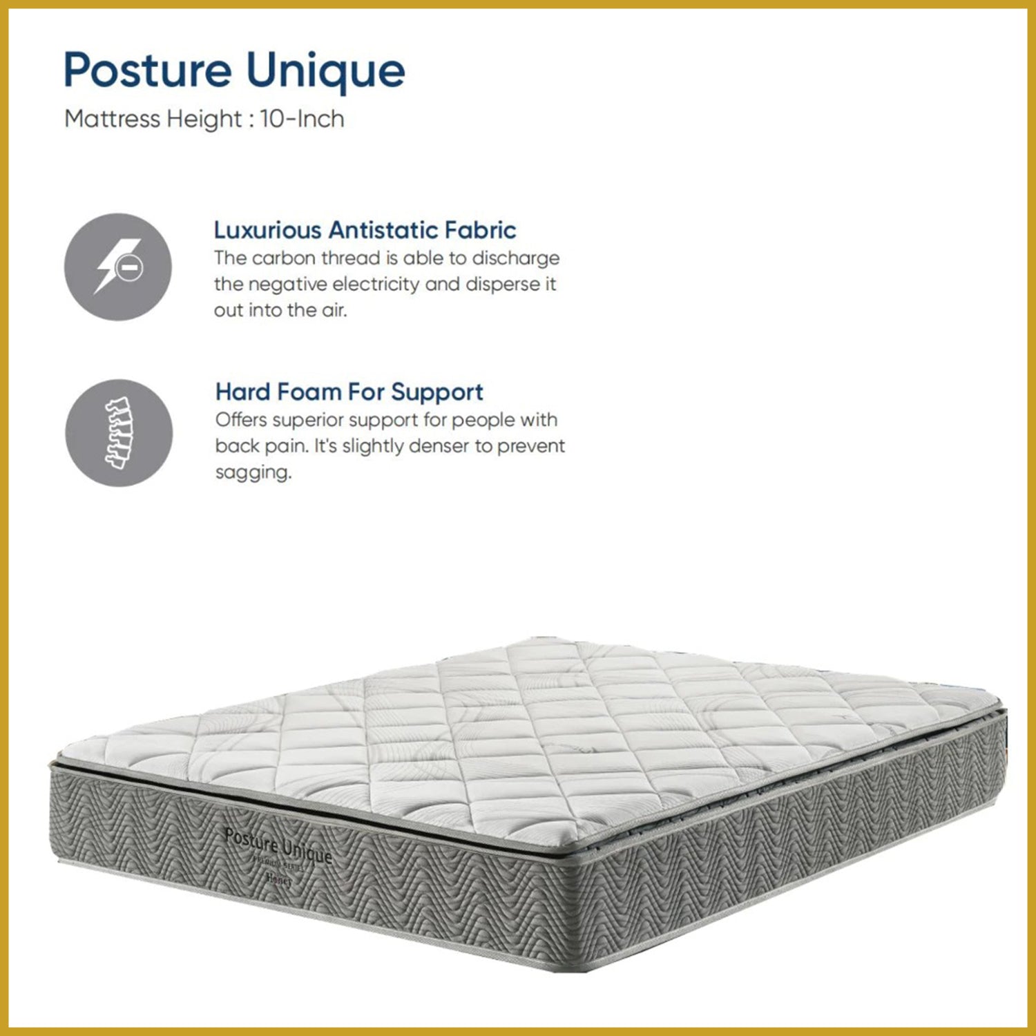Honey Posture Unique 10“ Thickness High-Density Foam Mattress - All Sizes Available