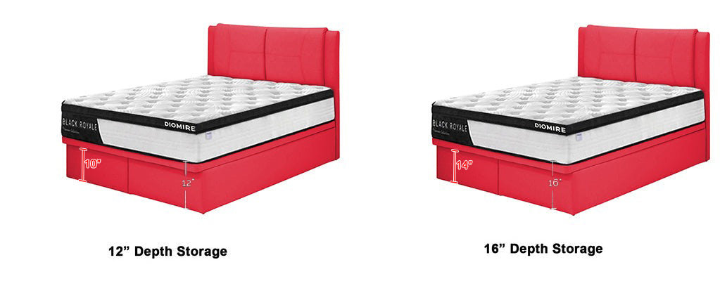 Celtic Leather Storage Bed Frame In Single, Super Single, Queen, and King Size