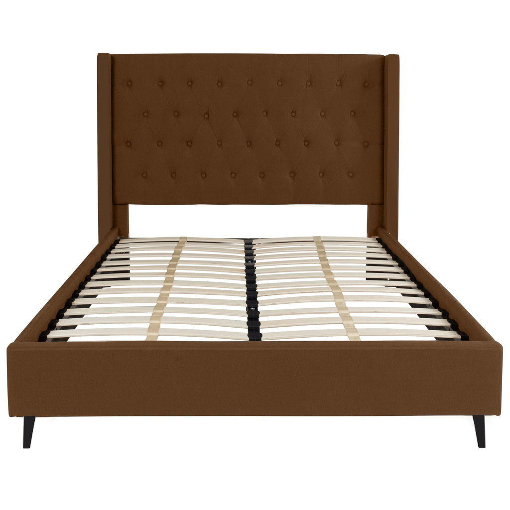 Moonstar Classic Bed Frame In Black Velvet And Brown Faux Leather w/ Mattress Add On