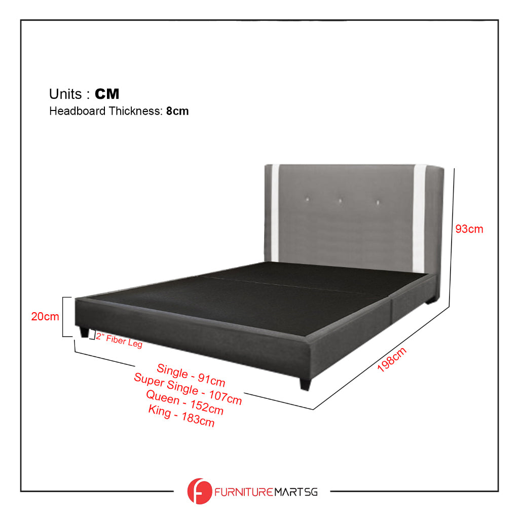 Diomire Mattress With Bed Frame Package. Latex/Memory Foam/Pocketed Spring In Single/Super Single/Queen/King