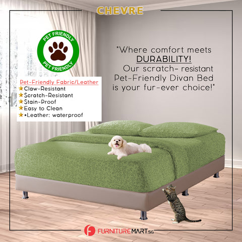 Image of Chevre Divan Bed Frame Pet Friendly Scratch-Resistant Fabric 16 Colours - With Mattress Add-On Options