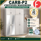 Merel 4-Doors Wardrobe CARB-P2 Certified Board with Internal Drawers and Top Cabinet