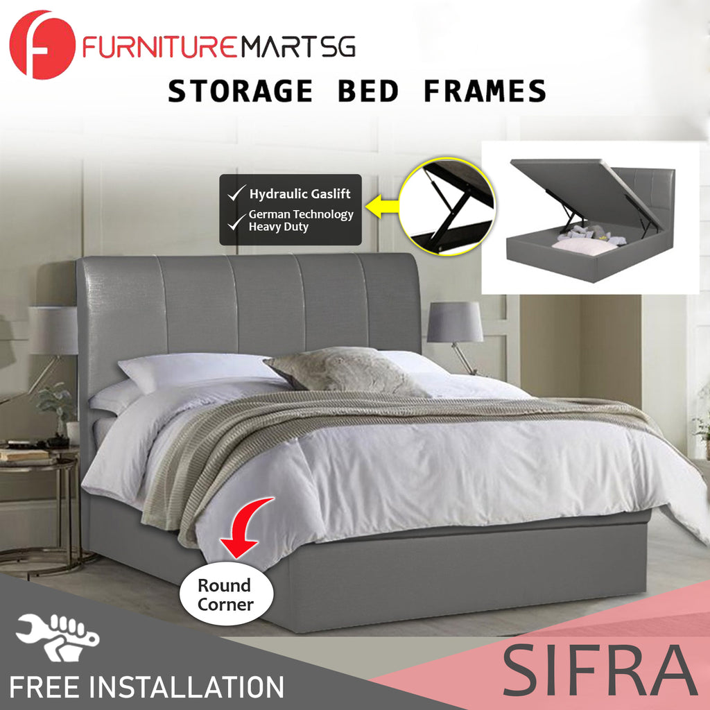 Sifra Storage Bed Frame Linen Fabric/Faux Leather in 4 Model Designs