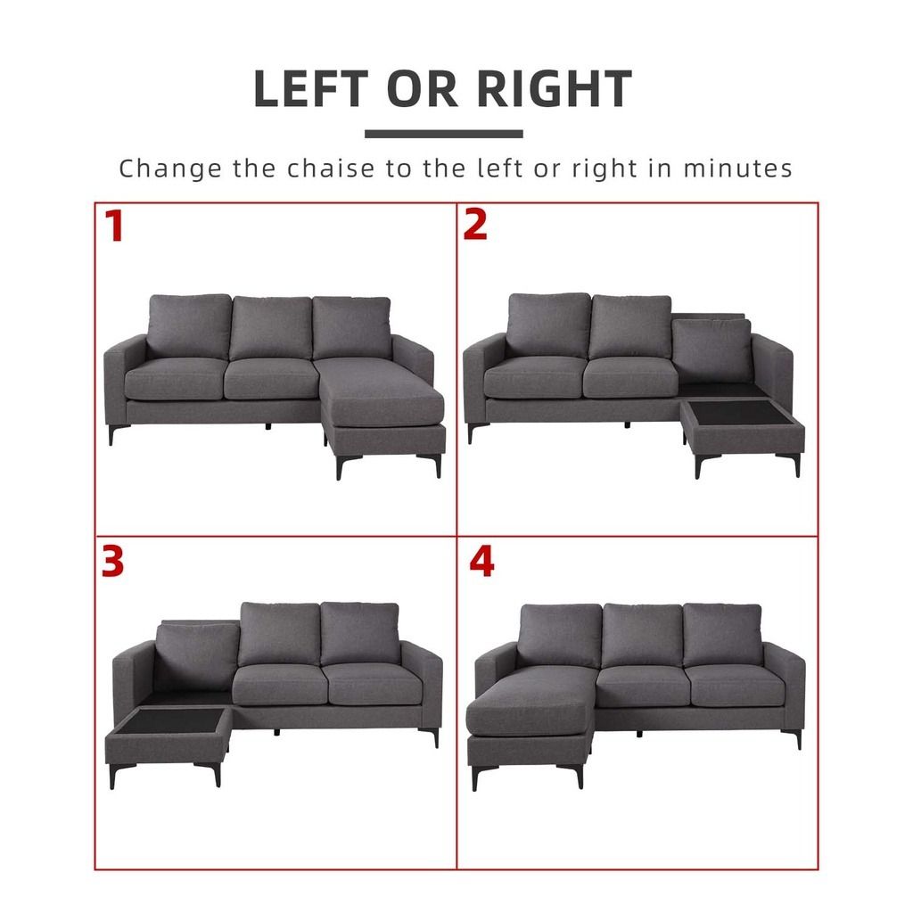 Rosita Series L-Shaped Faux Leather Convertible Sofa Set in 8 Colours