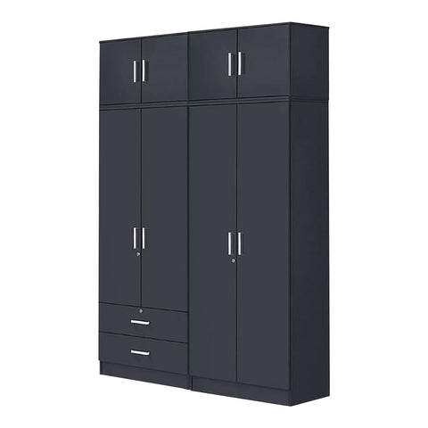 Image of BERLIN Tall Series 4 Doors Soft Closing Wardrobe with Drawers & Top Cabinet in 6 Colours