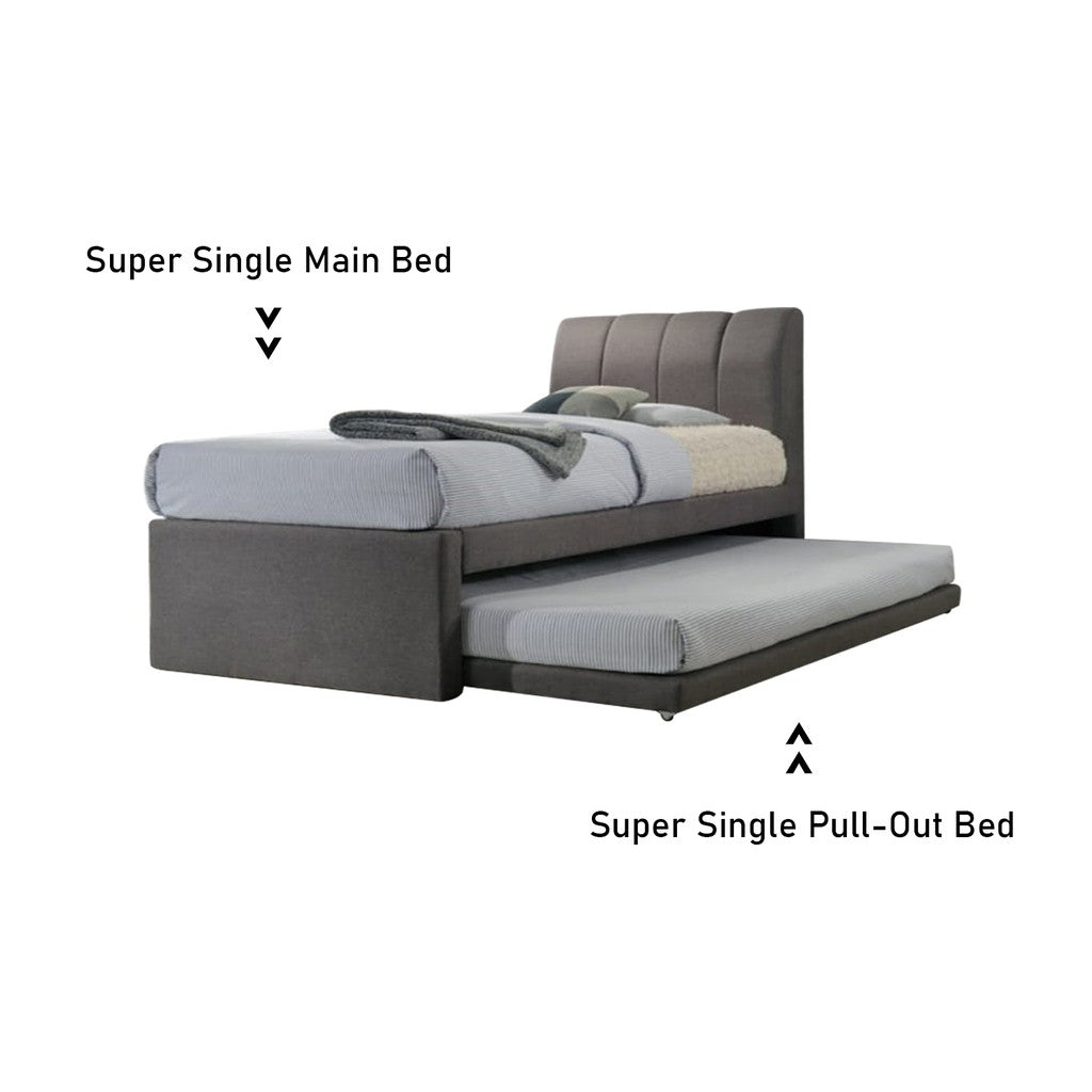 Celine Single and Super Single Pull-Out Bed Frame with Mattress Bundle in 6 Colours