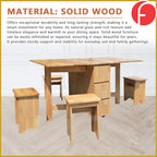 Kervin 1+4 Solid Wood Foldable Dining Set with Table and Stool - Foldable Space Saving