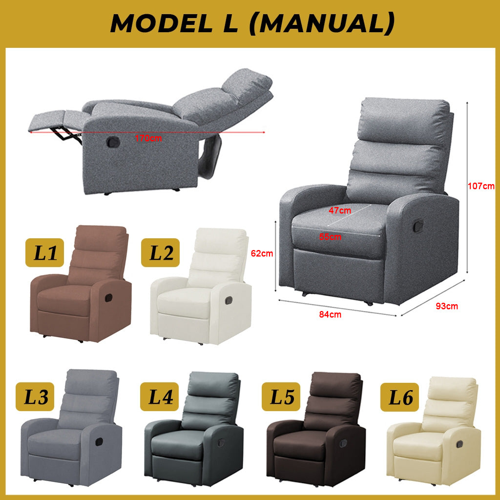 Scarlet Model L Premium Single Sofa Manual Recliner