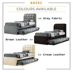 Kairi Single Pull-Out Type Bed Frame Fabric/Faux Leather in 3 Colour w/ Mattress Option
