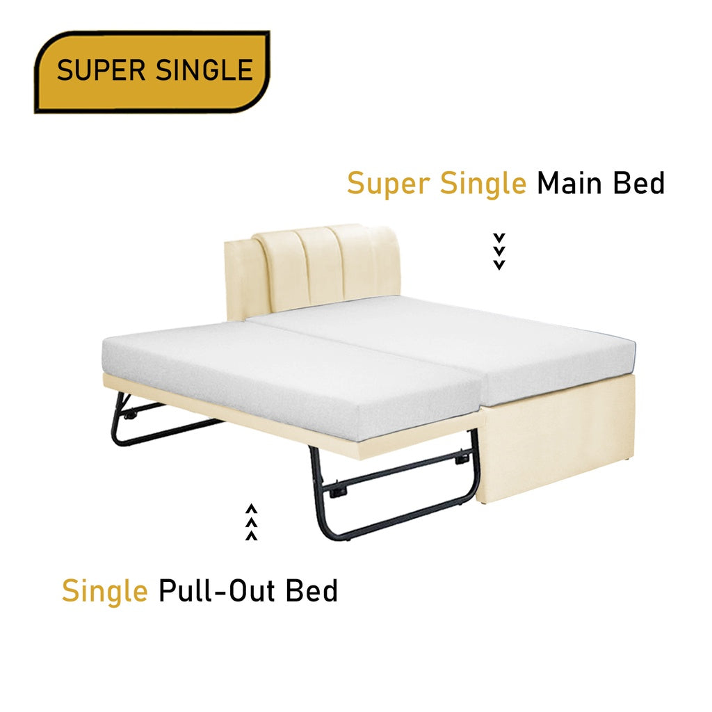 Carlin Single and Super Single Pull Out Bed Frame PetFriendly with Mattress Add On