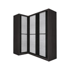 Ansan Sliding Door Corner Wardrobe with Top Compartment with Drawer w/ Lock in 3 Colour