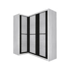 Ansan Sliding Door Corner Wardrobe with Top Compartment with Drawer w/ Lock in 3 Colour