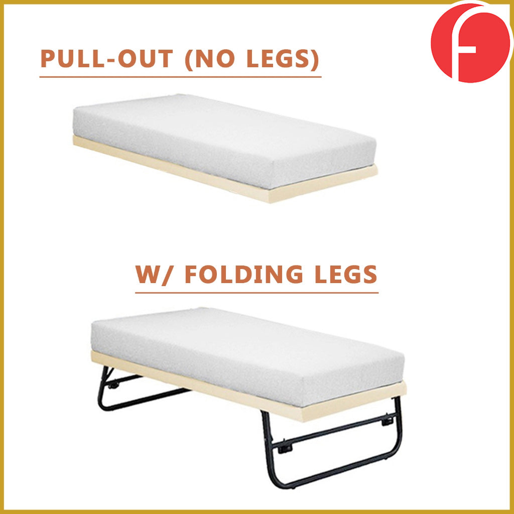 Xanti Bed Frame With Pull Out/Folding Leg Bed Option In 2 Colour- Single and Super Single