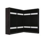 Calvi Sliding Door Corner Wardrobe with Black Glass Door & Internal Drawer w/ Lock