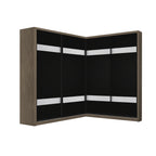 Calvi Sliding Door Corner Wardrobe with Black Glass Door & Internal Drawer w/ Lock