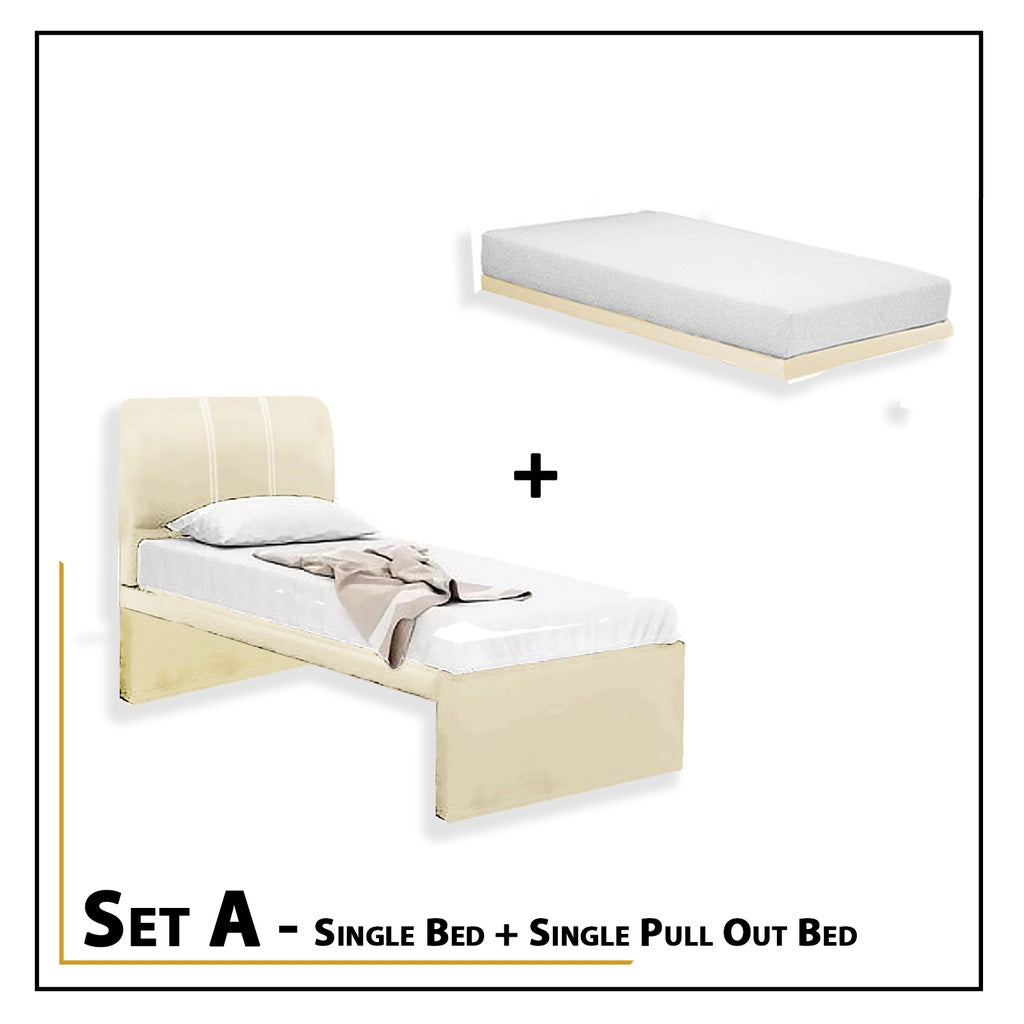 Xanti Bed Frame With Pull Out/Folding Leg Bed Option In 2 Colour- Single and Super Single