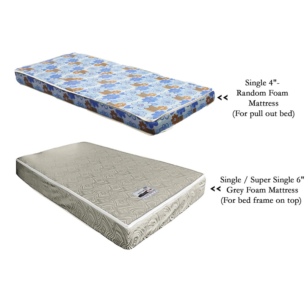Celine Single and Super Single Pull-Out Bed Frame with Mattress Bundle in 6 Colours