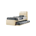 Kairi Single Pull-Out Type Bed Frame Fabric/Faux Leather in 3 Colour w/ Mattress Option