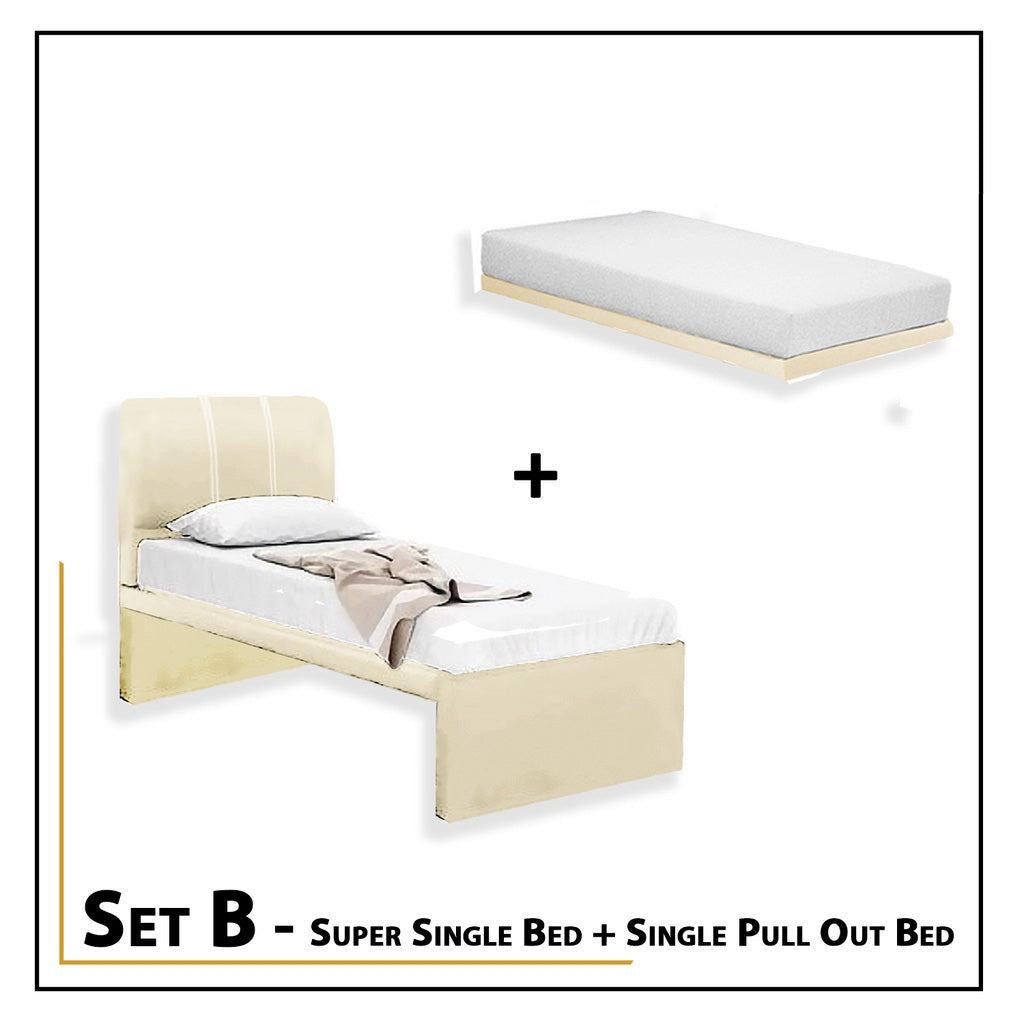 Xanti Bed Frame With Pull Out/Folding Leg Bed Option In 2 Colour- Single and Super Single