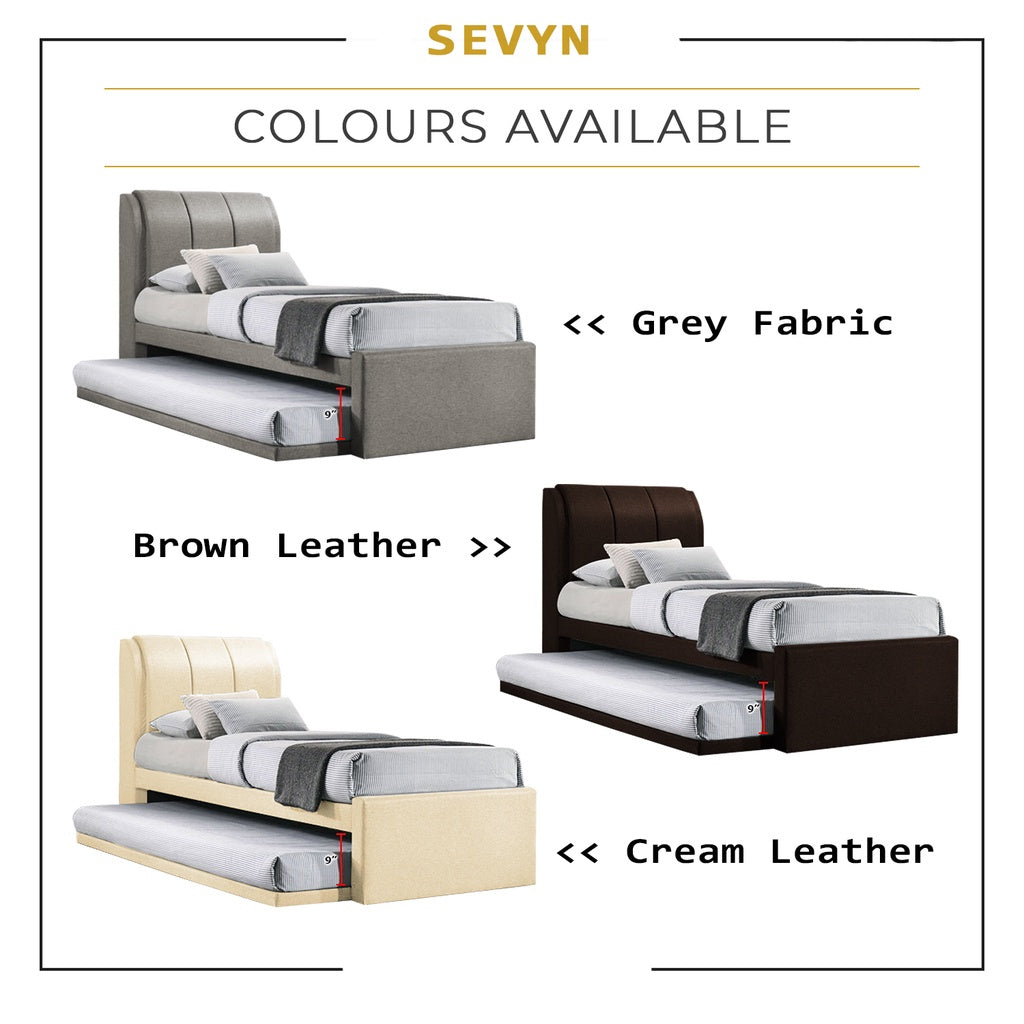 Sevyn Single Pull-Out Type Bed Frame w/ Mattress Option Fabric and Faux Leather