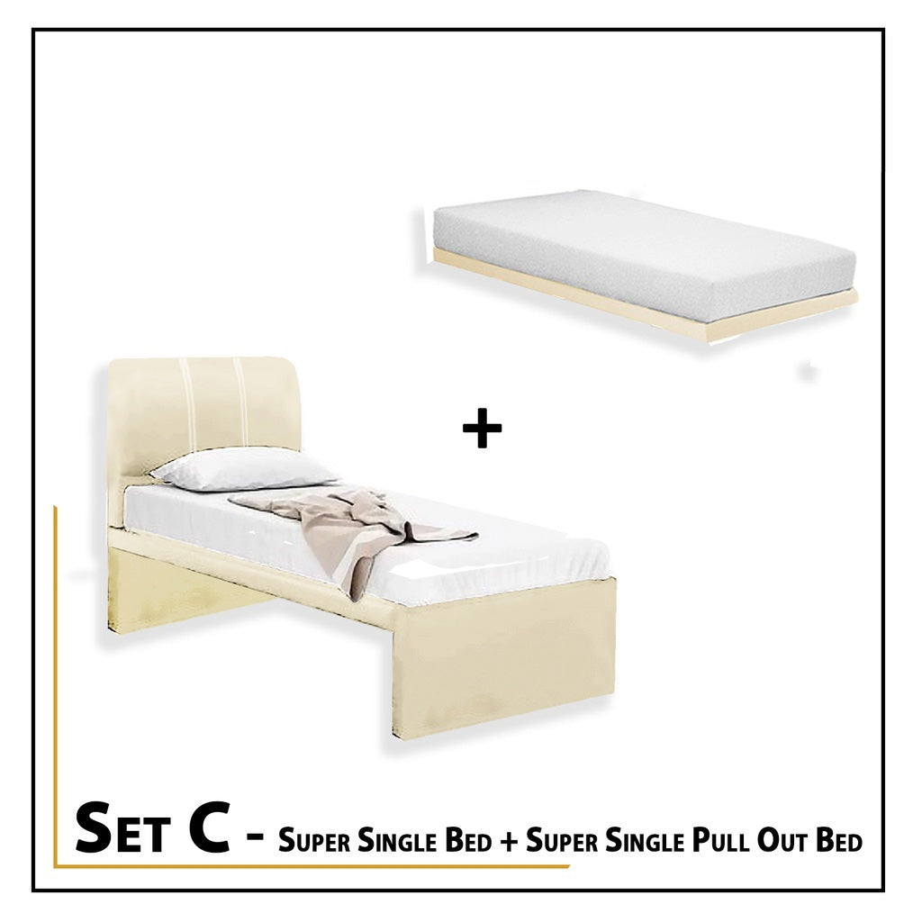 Xanti Bed Frame With Pull Out/Folding Leg Bed Option In 2 Colour- Single and Super Single