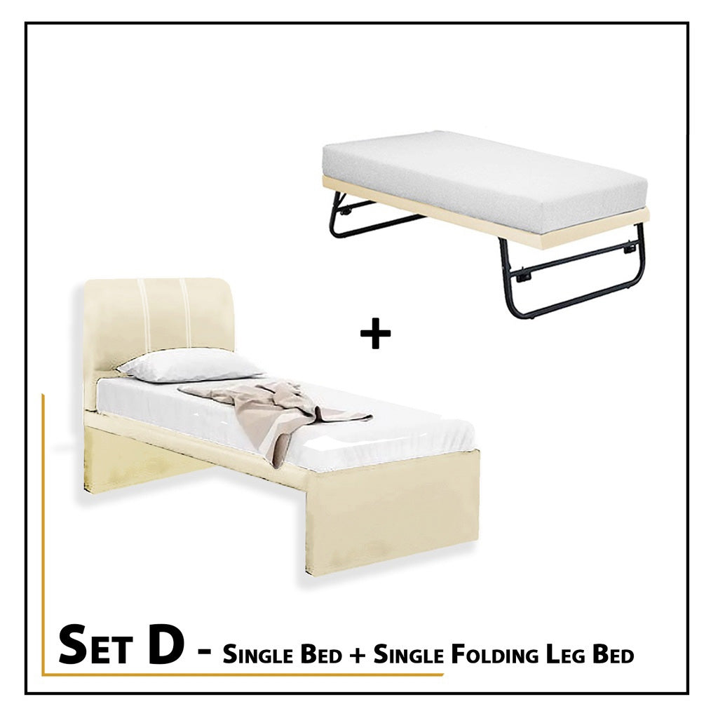 Xanti Bed Frame With Pull Out/Folding Leg Bed Option In 2 Colour- Single and Super Single
