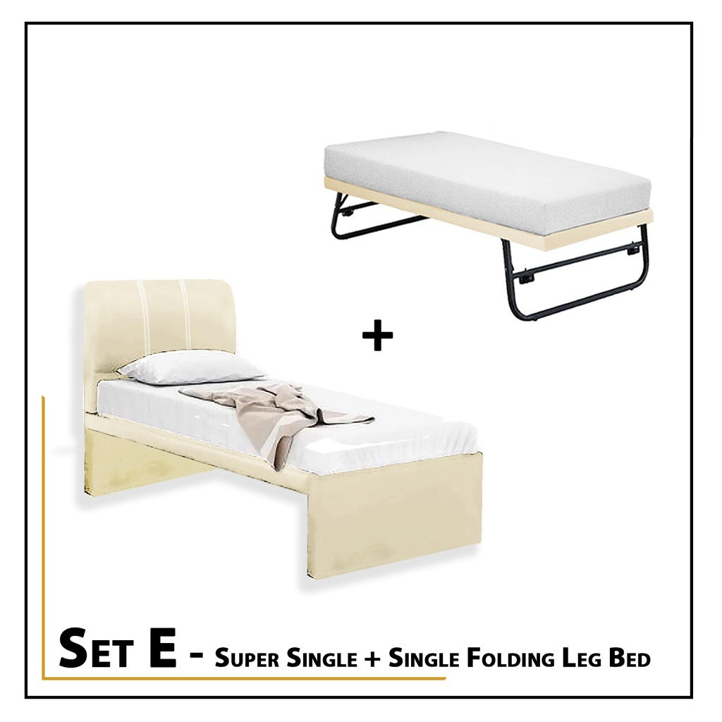 Xanti Bed Frame With Pull Out/Folding Leg Bed Option In 2 Colour- Single and Super Single