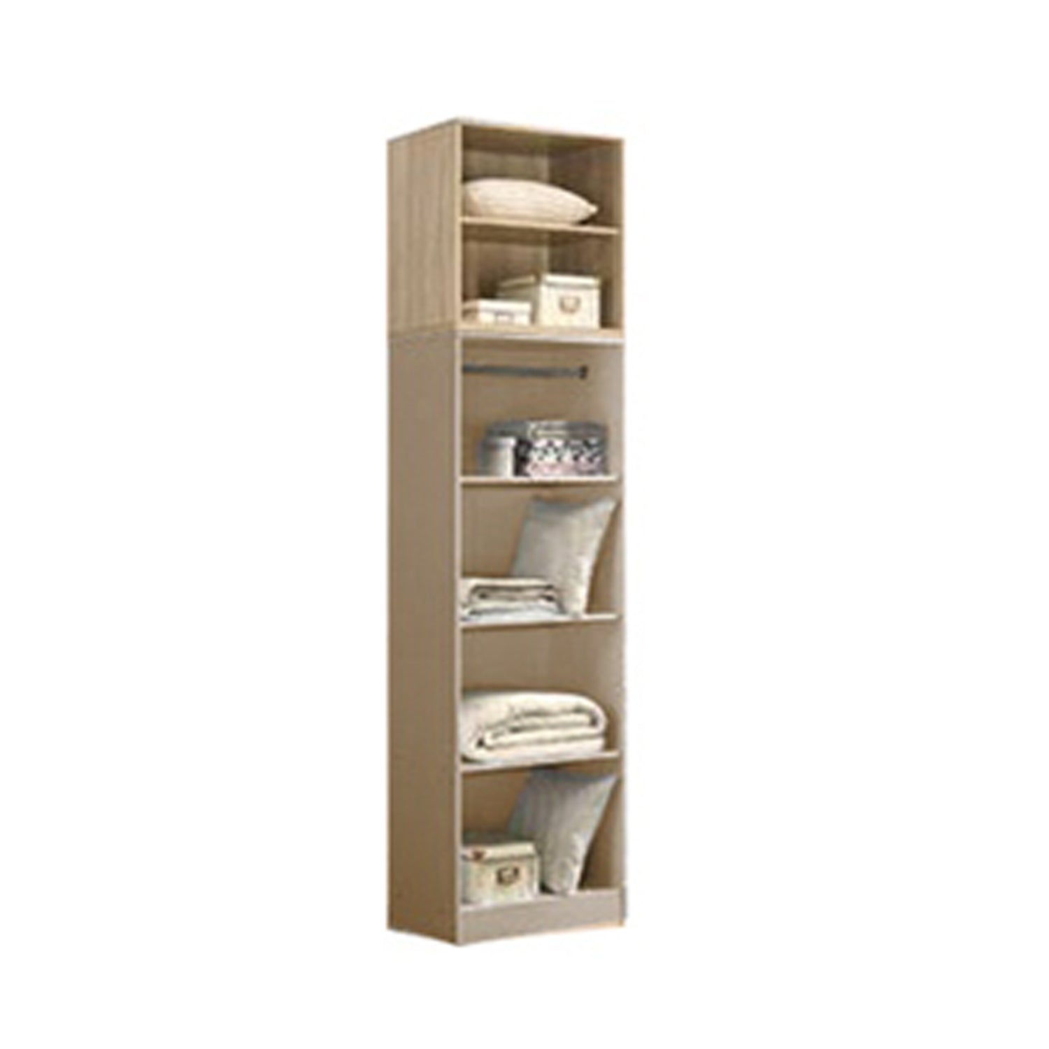 Zarya Series 1 Tall 4 Door Wardrobe with Top Cabinet In Natural Oak Colour