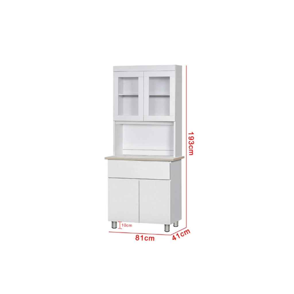 Deena Series 1/2-Door Kitchen Cabinet with Drawers in White Colour with Top