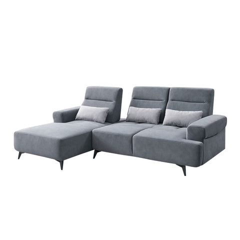 Image of Puffie Pet-Friendly L-shaped Pushback Sofa Pocketed Spring Seat in Grey Colour