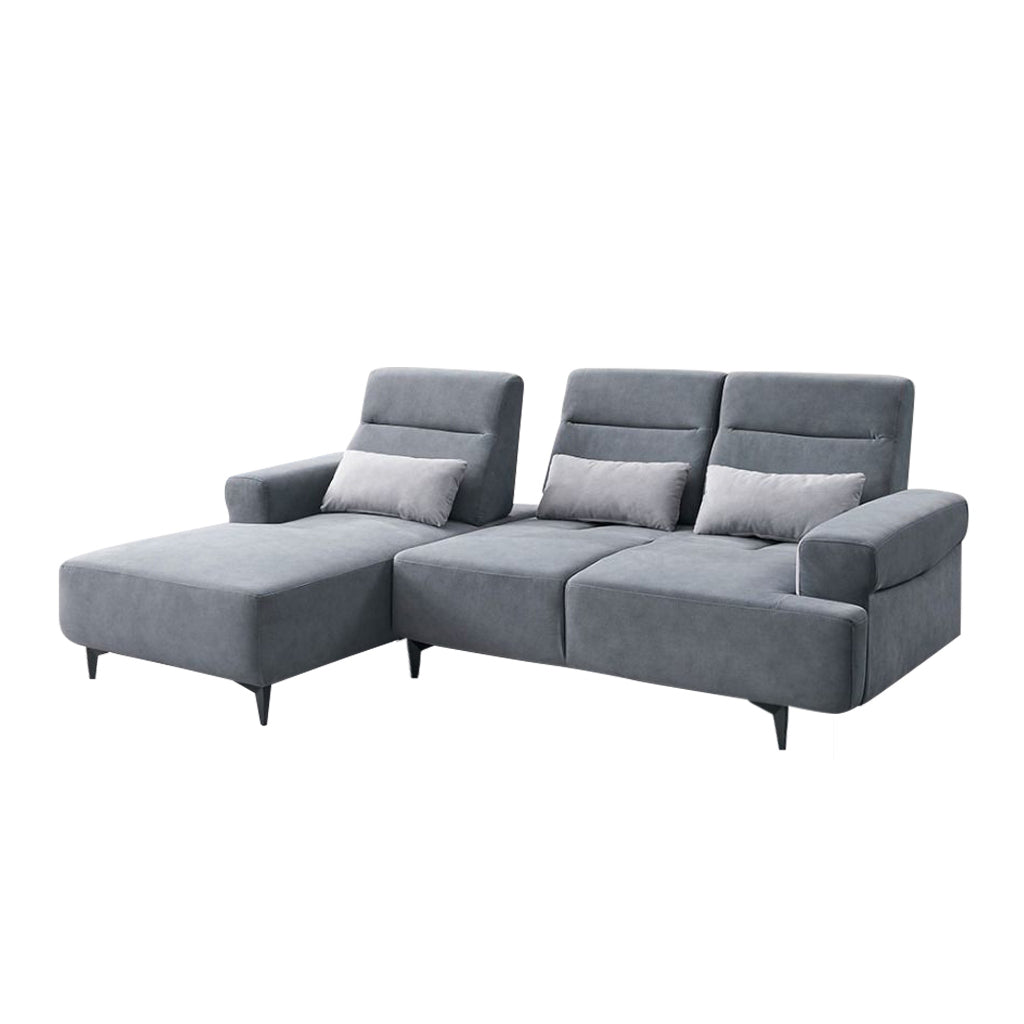 Puffie Pet-Friendly L-shaped Pushback Sofa Pocketed Spring Seat in Grey Colour