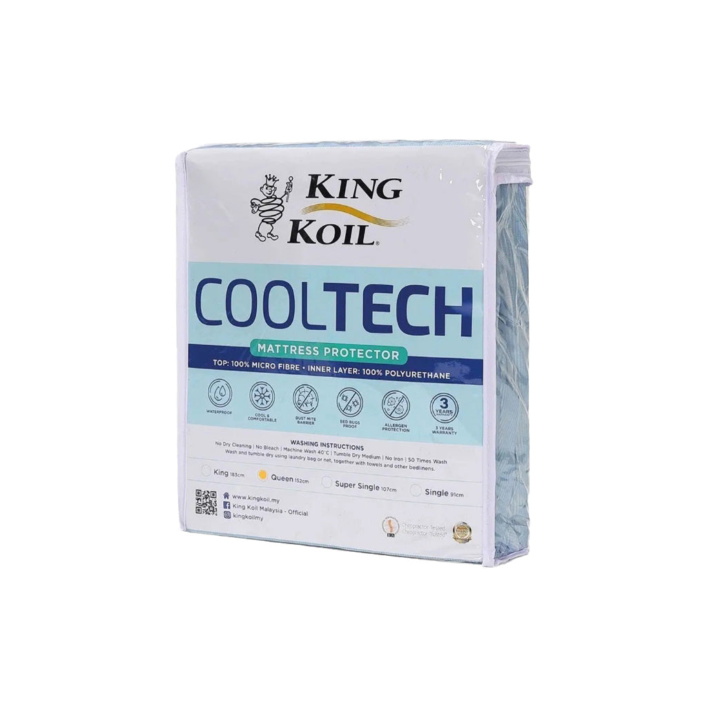 King Koil Cooltech Mattress Protector Waterproof Garterized Mattress Topper - All Size