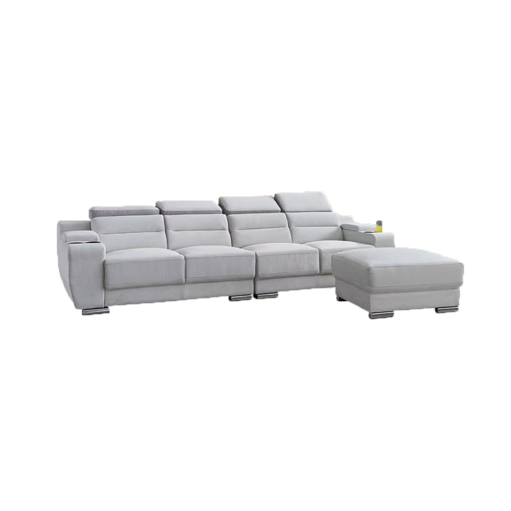 Eloise 4-Seater Sofa with Stool,  Storage & Cup Holder w/ Pet-Friendly Scratch-Resist