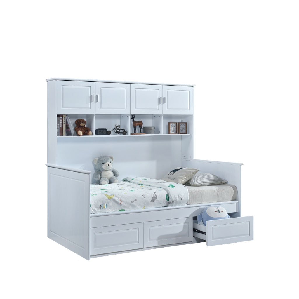 Lanna Super Single Bed Frame with Display Shelf, Cabinet, 3 Spacious Drawers